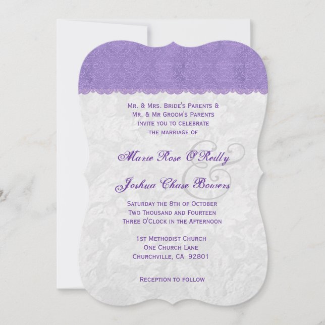 Lavendel Lila und Silver Wedding Template V2A Einladung (Vorderseite)