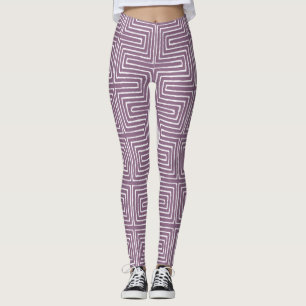 Lavendel Lila und Weiß Maze Afrikanischer Muschelt Leggings