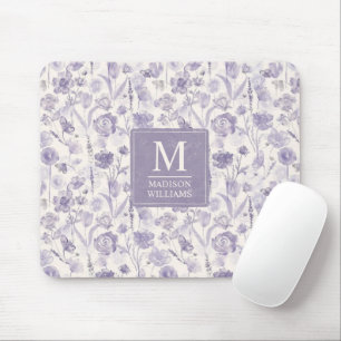 Lavendel Lila Wasserfarbe Floral Blumen Muster Mousepad