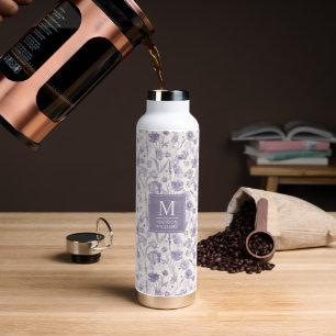 Lavendel Lila Wasserfarbe Floral Blumen Muster Trinkflasche