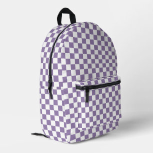 Lavendel Lila White Checkered Bedruckter Rucksack