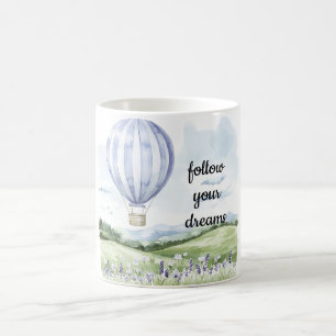 Lavendel Lila White Hot Air Ballon Kaffeetasse