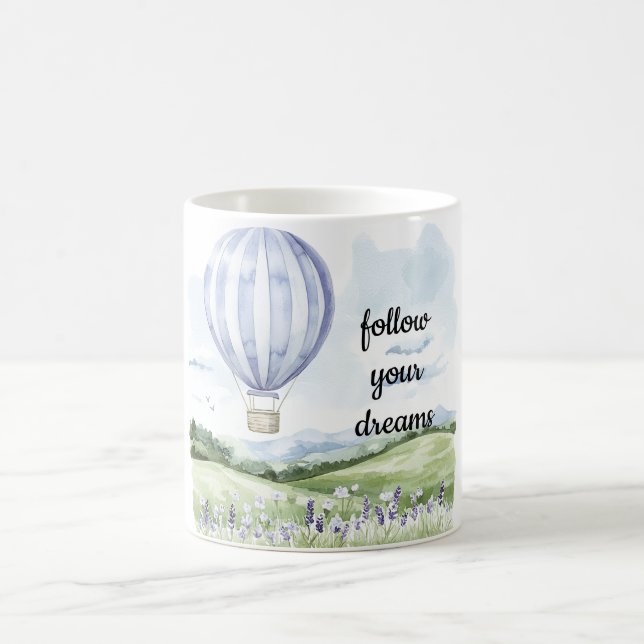 Lavendel Lila White Hot Air Ballon Kaffeetasse (Mittel)