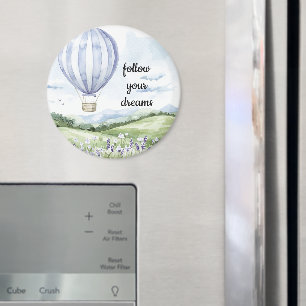 Lavendel Lila White Hot Air Ballon Magnet