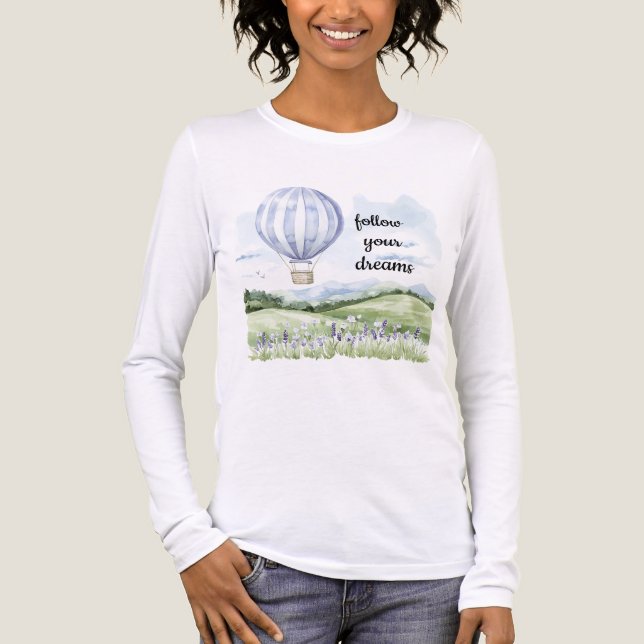 Lavendel Lila White Hot Air Ballon Tri-Blend Shirt (Vorderseite)