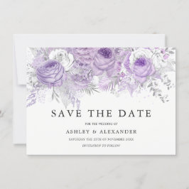 Lavendel Lila White Silver Blume Save the Date