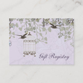 Lavendel Lilac Vintage Vogelkäfigvögel Hochzeit Visitenkarte