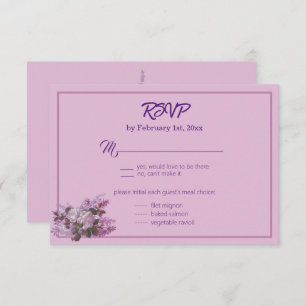 Lavendel, Lilacs, Rose, RSVP-Hochzeitkarte Einladung