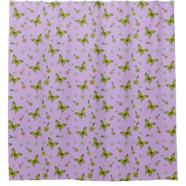 Lavendel-Limette-Blumen-Wurfdecke Duschvorhang (Vorderseite)