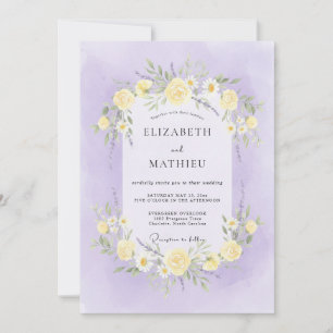 Lavendel-Limonen-Pfingstrosen-Hochzeit Einladung
