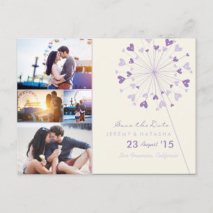 Lavendel Löwenzahn Herzen 4 Foto Save The Date Ankündigungspostkarte