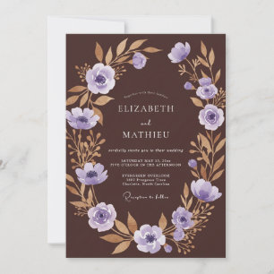Lavendel-Mahagoni-Blüten-Hochzeit Einladung