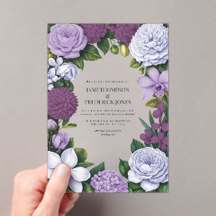 Lavendel, Malven- und Pflaumenfarbene Hochzeit mit Acryleinladungen