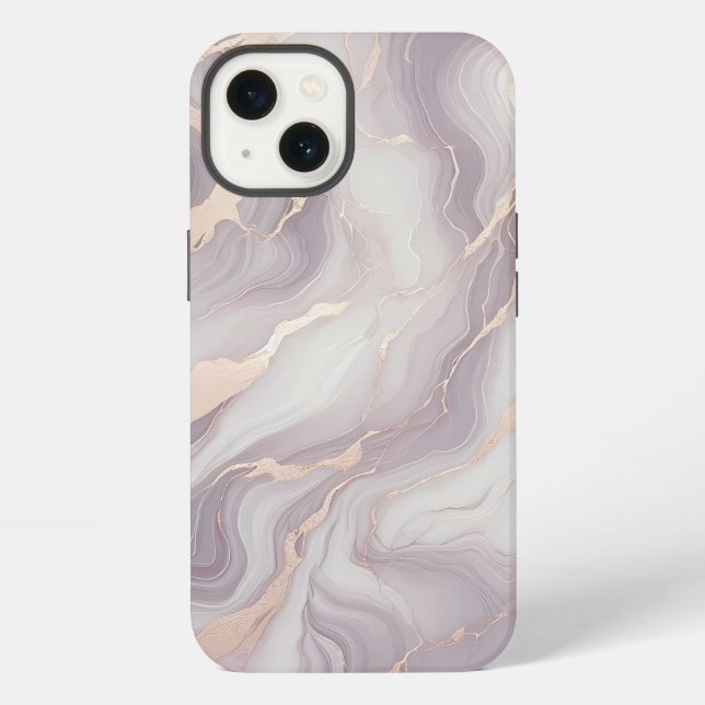 Lavendel Marble iPhone 13 Fall mit Silver Veins Hülle (Rückseite)