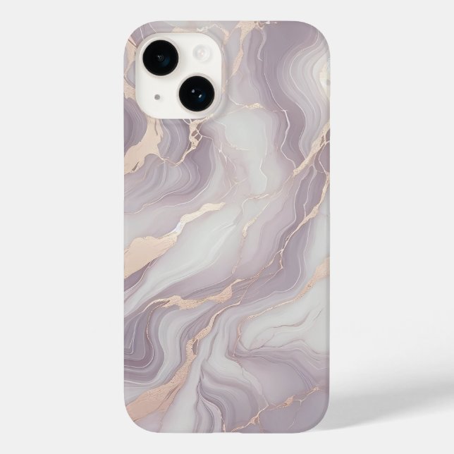 Lavendel Marble iPhone 14 Fall mit Silver Veins Case-Mate iPhone Hülle (Rückseite)