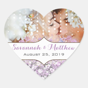 Lavendel-Märchen-Lichter und -Sterne Hochzeit Herz-Aufkleber