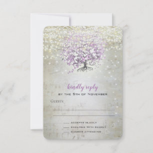 Lavendel-Märchenlichter und Sterne Hochzeit RSVP Karte