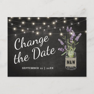 Lavendel-Mason-Glas-Hochzeit Änderung des Termins Ankündigungspostkarte