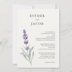 Lavendel-Minimalist-Wildblumenwiese Botanisch Einladung