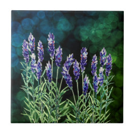 Lavendel mit Aquarellfarben bemalt Fliese