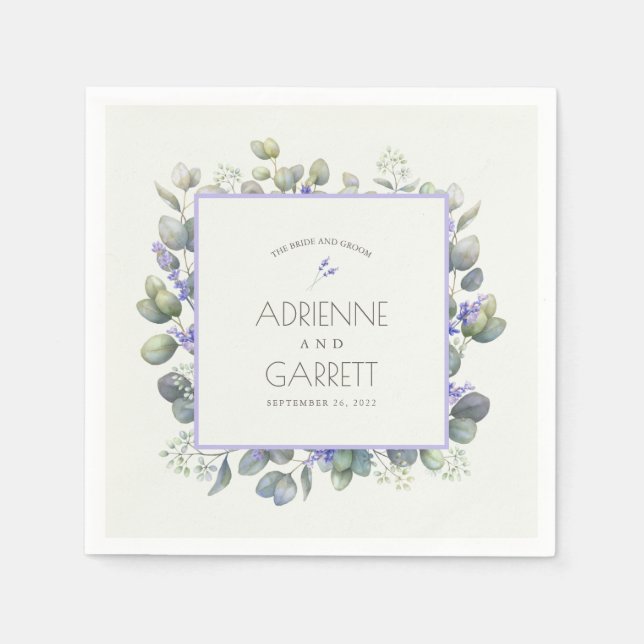 Lavendel mit Eukalyptus Greenerity Wedding Paper Serviette (Vorderseite)