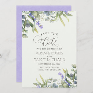 Lavendel mit Eukalyptus & Greenery Wedding Save The Date