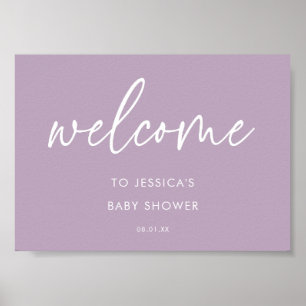 Lavendel-Moderne-Baby-Shower-Willkommensschild-Pla Poster