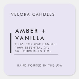 Lavendel Moderne Minimalistische Kerzenaufkleber Quadratischer Aufkleber