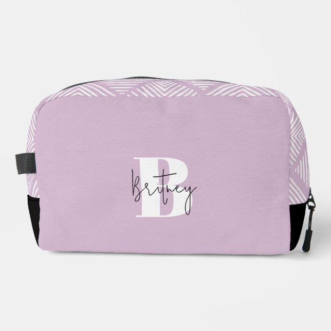 Lavendel Modernes Minimalistisches Mit Monogramm Waschbeutel (Vorderseite)