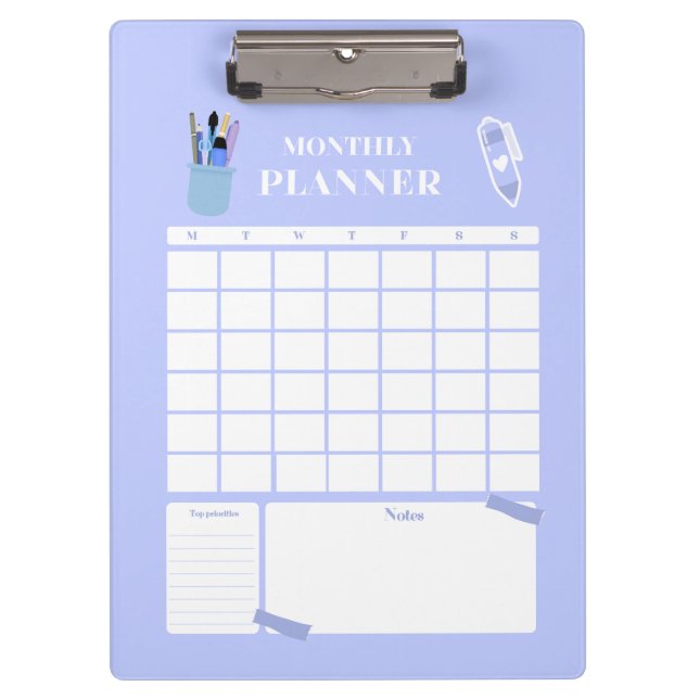 Lavendel-Monatsplaner-Layout-Kunst Klemmbrett (Vorderseite)