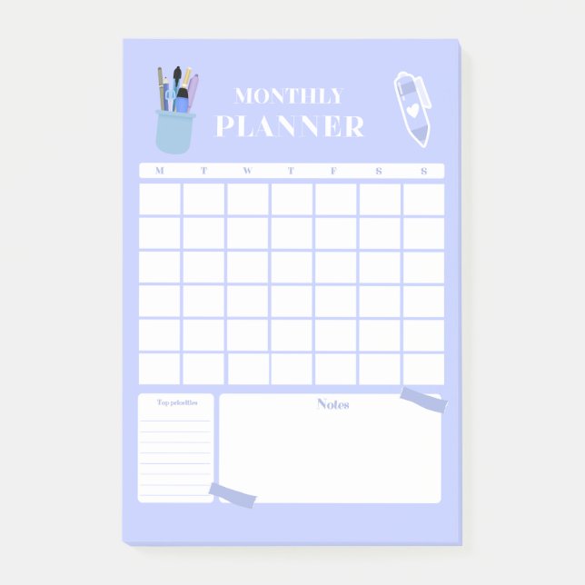 Lavendel-Monatsplaner-Layout-Kunst Post-it Klebezettel (Vorderseite)