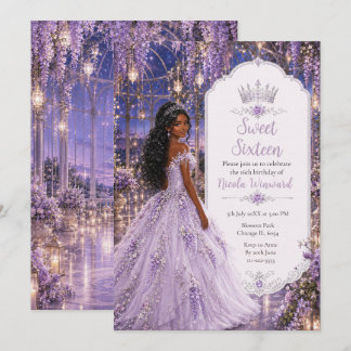 Lavendel Mondlicht-Wintergarten Sweet Sixteen Einladung
