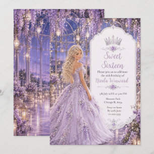 Lavendel Mondlicht-Wintergarten Sweet Sixteen Einladung