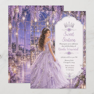Lavendel Mondlicht-Wintergarten Sweet Sixteen Einladung