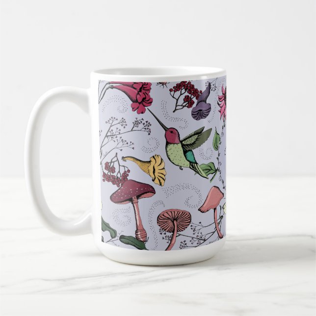 Lavendel Monogram Hummingbird & Blume Garden Kaffeetasse (Links)