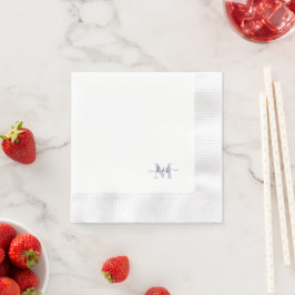 Lavendel Monogram Swash Script White Cocktail Serviette