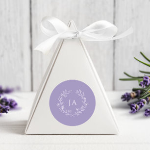 Lavendel-Monogramm-Hochzeit Runder Aufkleber