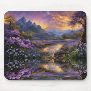 Lavendel Mountain Valley in der Morgendämmerung Mousepad