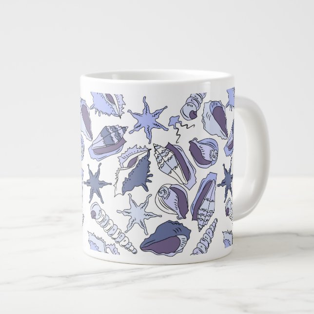 Lavendel-Muscheln Jumbo-Tasse (Vorderseite Rechts)