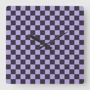 Lavendel-Nebel-Schachbrettmuster Quadratische Wanduhr