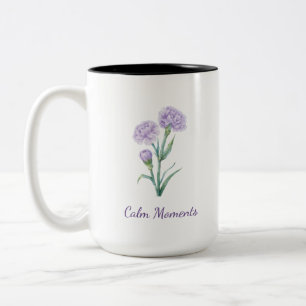 Lavendel-Nelke-Botanik-Aquarell-Eigenname Zweifarbige Tasse