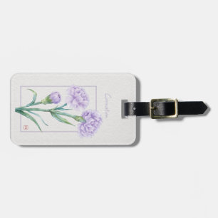 Lavendel-Nelke Botanische Aquarell-Eigenname Gepäckanhänger