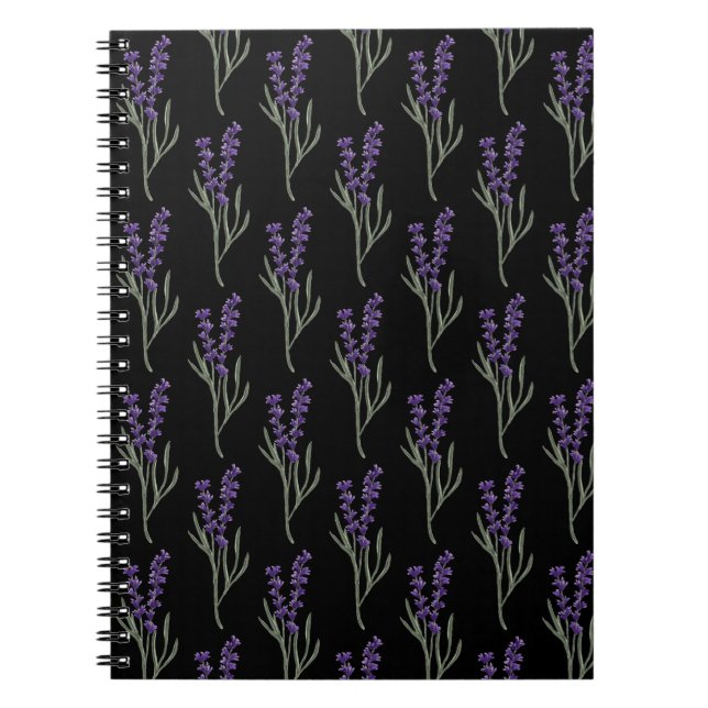 Lavendel Notebook Black Pattern Notizblock (Vorderseite)