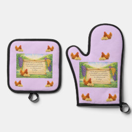 Lavendel-Ofenhandschuh und -Topflappen-Set mit Bib Ofenhandschuh & Topflappen-Set