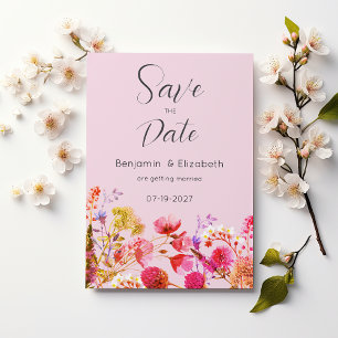 Lavendel Orange Pink Gelbe Blume Save the Date Einladung