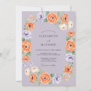 Lavendel-Orangen-Ranunculus-Eukalyptus-Hochzeit Einladung