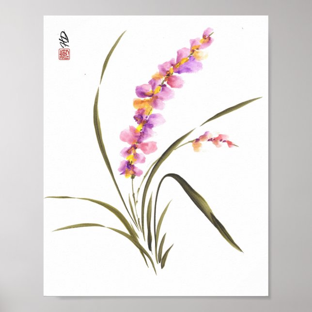 Lavendel-Orchidee Anmut Poster (Vorne)