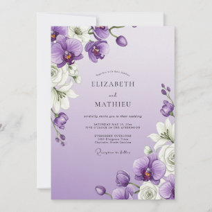 Lavendel-Orchideen-Hochzeit Einladung