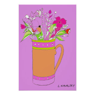 Lavendel OriginalFarbige Blume in einem Tasse-Post Poster