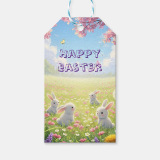 Lavendel Ostern Süßer Weißer Hase Floral Frühling Geschenkanhänger